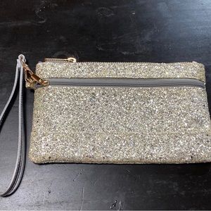 Silver clutch wristlet